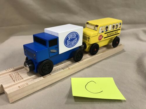 Mister Rogers Yellow School Bus and Truck Compatible w Thomas Wooden Trains C