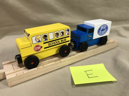 Mister Rogers Yellow School Bus and Truck Compatible w Thomas Wooden Trains E