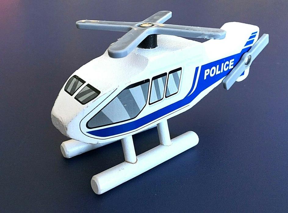 Police Helicopter Wooden Train Toy