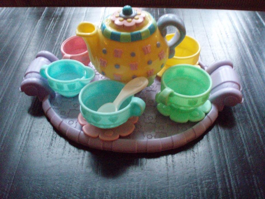 MATTEL TEA SET 2000 ~ MUSICAL TEAPOT~ CUPS SAUCERS SPOONS SUGAR/CREAMER