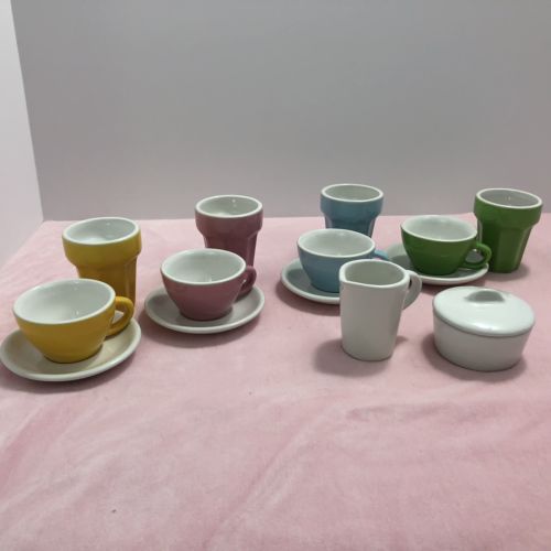 IKEA DUKTIG Toy China Tea Set Cups Saucer Pink Blue Yellow Green 001.301.48