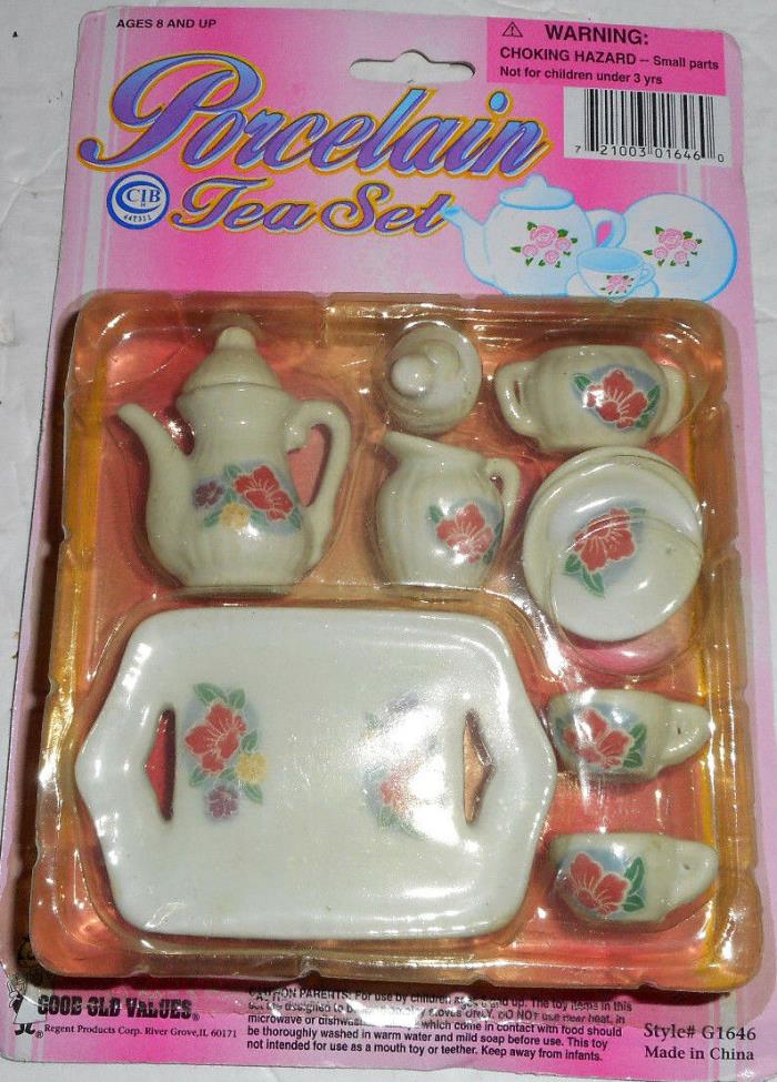 Porcelain 8 Piece Mini Tea Set Flowers New Vintage Good Old Values  **LQQK**