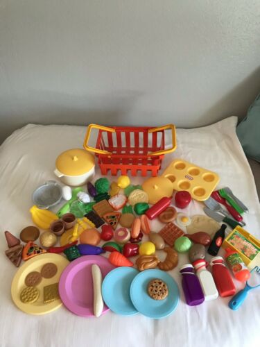TOY LOT PLAY FOOD DISHES BASKET FISHER PRICE LITTLE TIKES BATTAT SOME VINTAGE