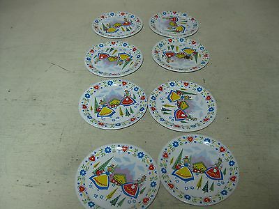 COLLECTIBLE  8 METAL COLORFUL HEART TREE FLORALCHILDREN'S KIDS TOY PLATES