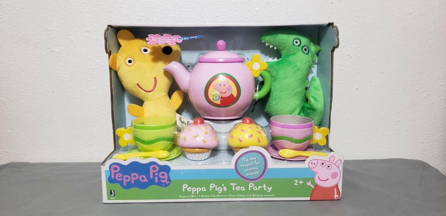 NEW! Peppa Pig Tea Party Set, Includes Teddy, Mr. Dinosaur & Interactive Teapot