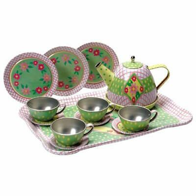 Children'S Play Tin Tea Set Party For Kids Metal Teapot And Cups New Gift New