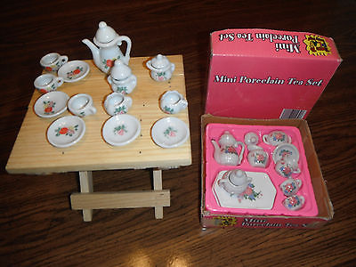 30 Pcs Toy Porcelain Tea Sets + Table Fruit Flowers