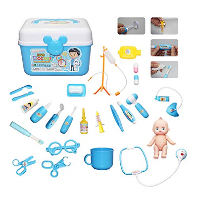 Meckily Kids Doctor Kit 26 Pieces Pretend Play Toy Medical,Electronic & in a for