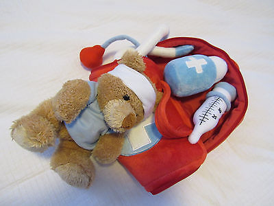 Toy's R us  geoffrey Doctor Kit Soft Play Set Plush Red medical bag with Bear