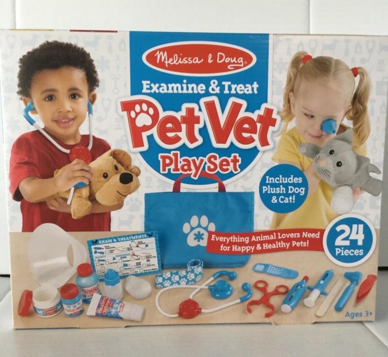Melissa and Doug: 24 Piece Examine & Treat Pet Vet Play Set - Never Been Open