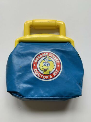 Vintage Sesame Street Big Bird Toy Medical First Aid Kit Doctors Bag Kit Retro
