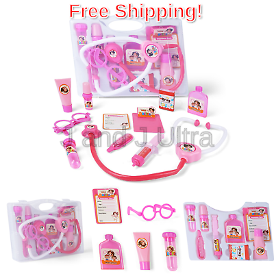 AMOSTING – 10pcs Pink Doctor Kit Pretend and Play Medical Toys Set with Carry...