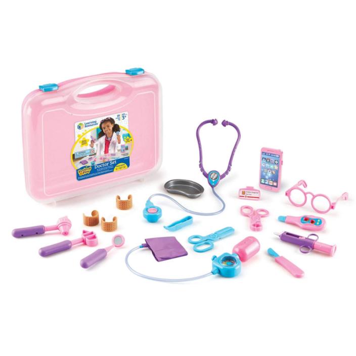 Learning Resources Pretend  Play Doctor Kit for Kids, 19 Piece set, Pink