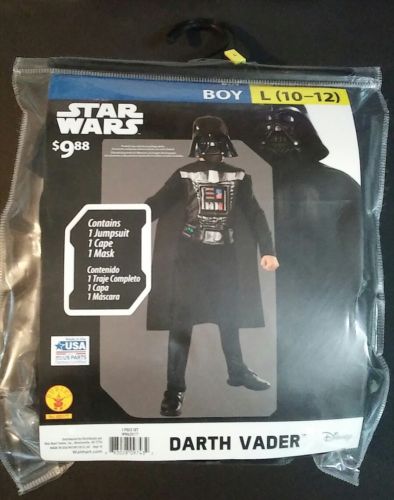 NEW Boy's Star Wars Darth Vader Costume Jumpsuit Mask Cape Large 10-12
