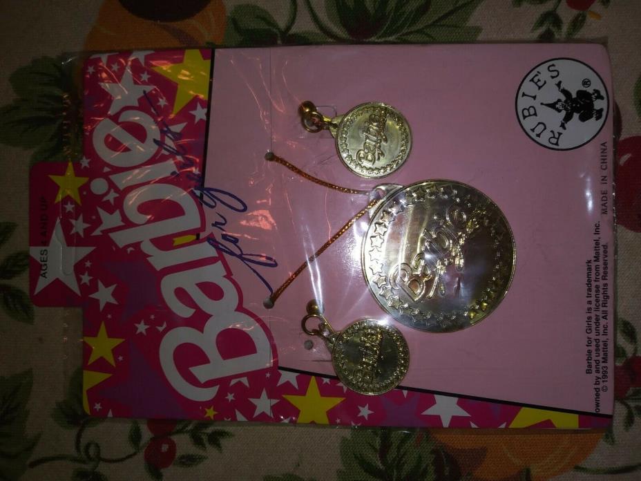 Barbie for Girls Gold Earrings and Necklace