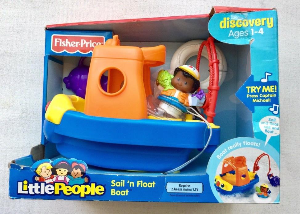 Fisher Price Little People Sail'n Float Boat 2007 Fishing Bath Toy New Sealed