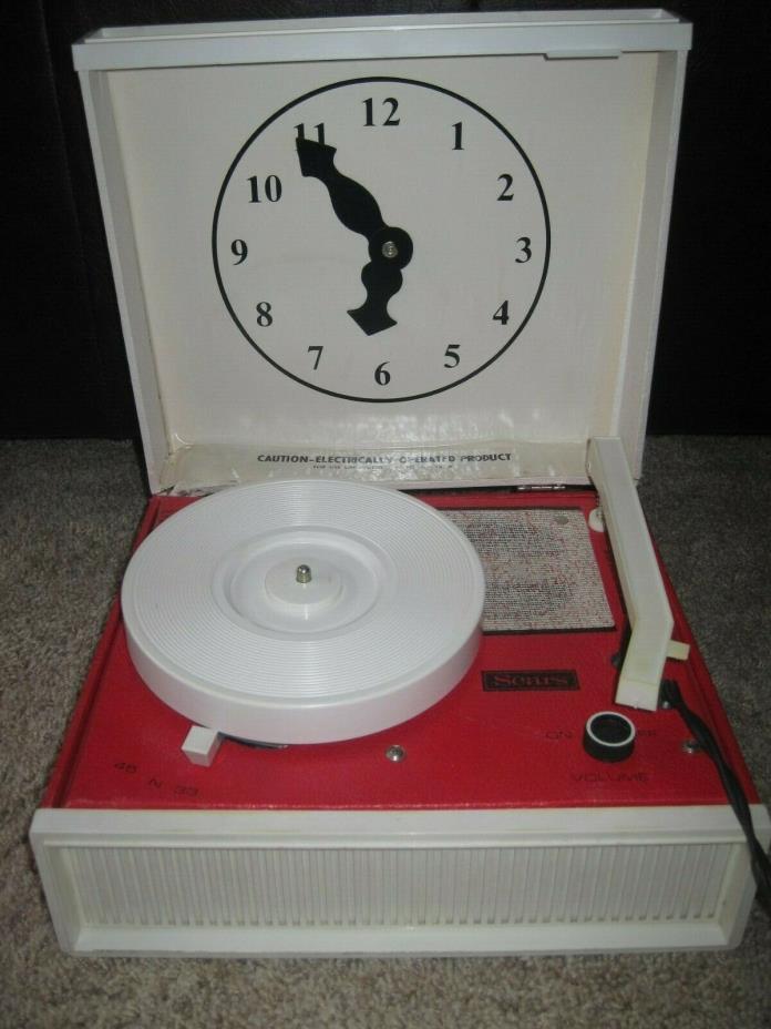 Vintage 1970's SEARS Child's Record Player CLOCK-O-GRAPH Works!