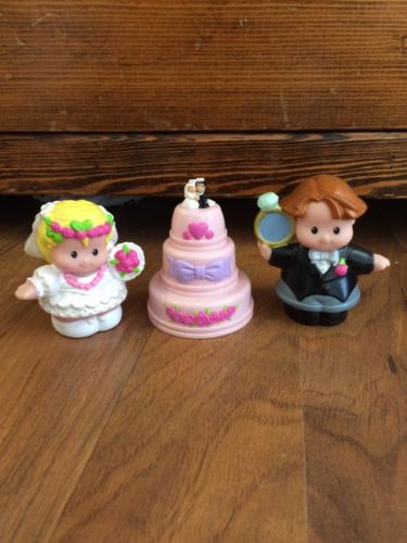 Fisher Price Little People Bride Groom and Wedding Cake Toys or cake toppers