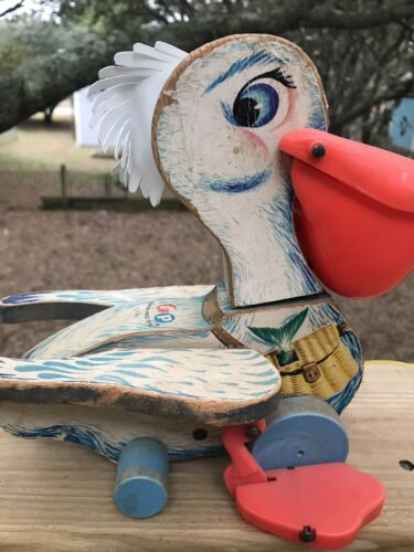 Vintage 1961 Fisher*Price ~ Big Bill Pelican Pull Toy ~ #794
