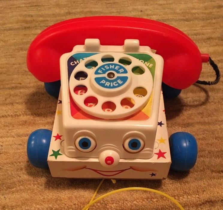 Fisher Price 1961 Chatter Phone Wooden Base/Vinyl Wheels