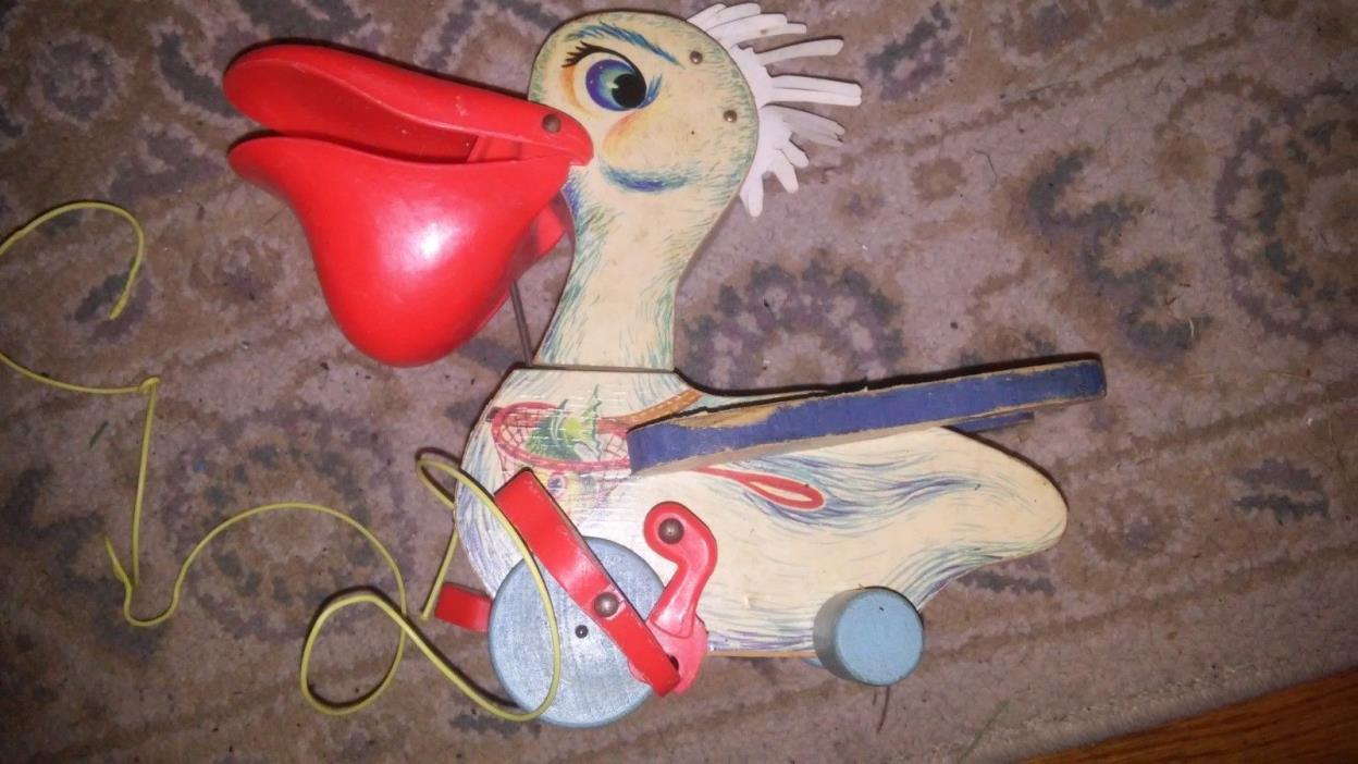 FISHER PRICE 1961 PELICAN PULL TOY #794-WORKS!!!