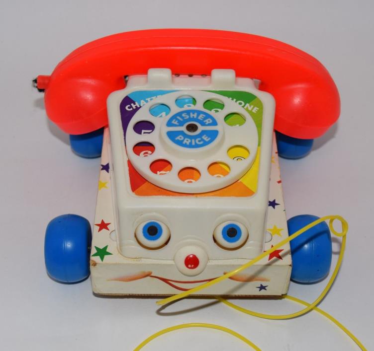Vintage Fisher Price Chatter Telephone Toy 1961 747 USA Pull Cord Rotary Dial