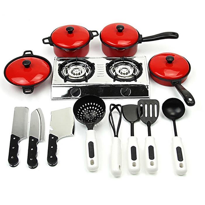 Children Kids Play Toy Kitchen Utensils Pots Pans Cooking Food Dishes US STOCK