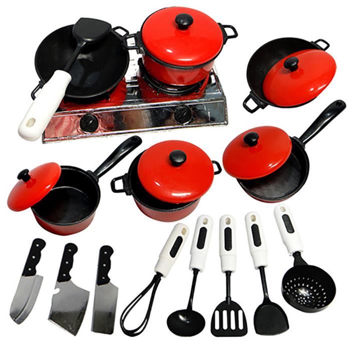 US Children Kids Play Toy Kitchen Utensils Pots Pans Cooking Food Dishes GIL