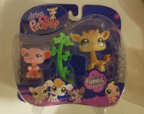 Littlest Pet Shop Pet Pairs Funniest GIRAFFE & MOUSE lot #632 #633 Retired p1
