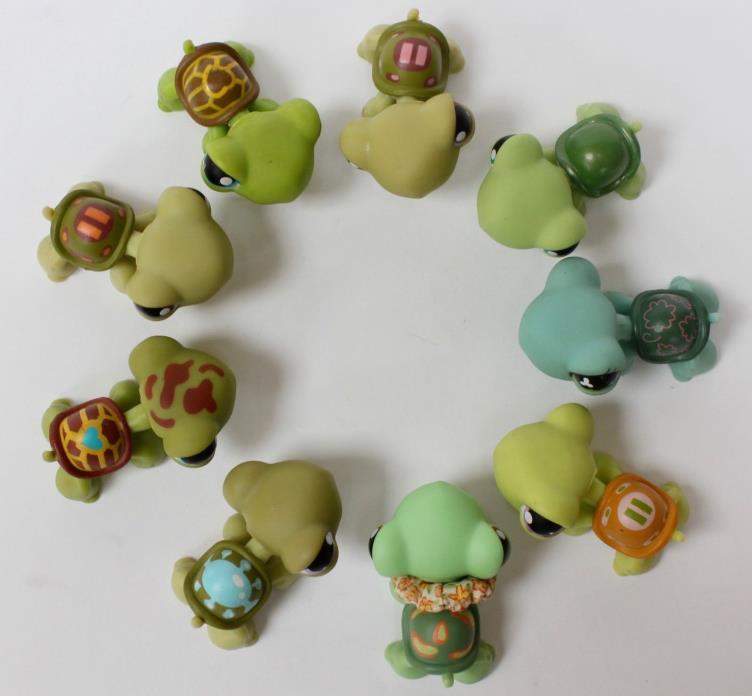 Authentic Littlest Pet Shop Lot of 9 Unique Green Turtles LPS