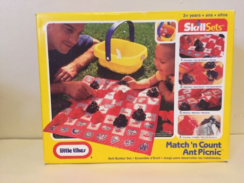Little Tikes Match 'n Count Ant Picnic Basket 1996 Skill Sets Checkers, Memory