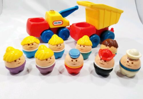 Vintage 1980's Little Tikes, TODDLE TOTS, LOT Of 11 Items: 9 Figures & 2 Trucks