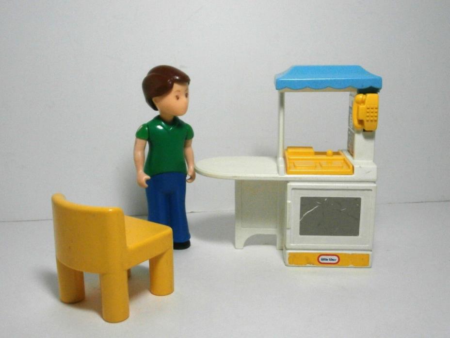 Vintage Little Tikes Kitchen with Chair and Male Figure Dollhouse-Sized