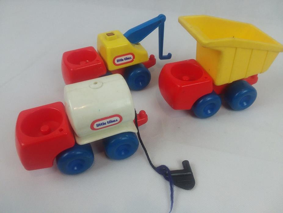 Vintage Little Tikes Construction Vehicle Lot x3 ~ Dump Truck, Crane, Gas Truck