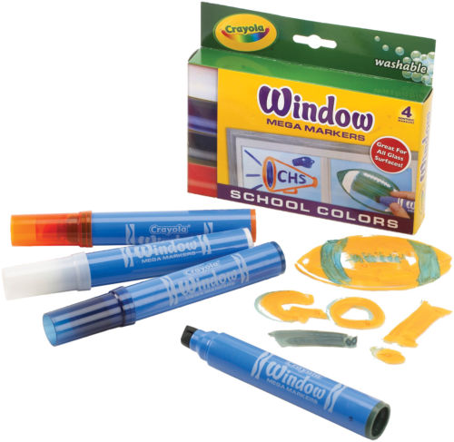 Crayola Washable Window Mega Markers-School Colors 4/Pkg