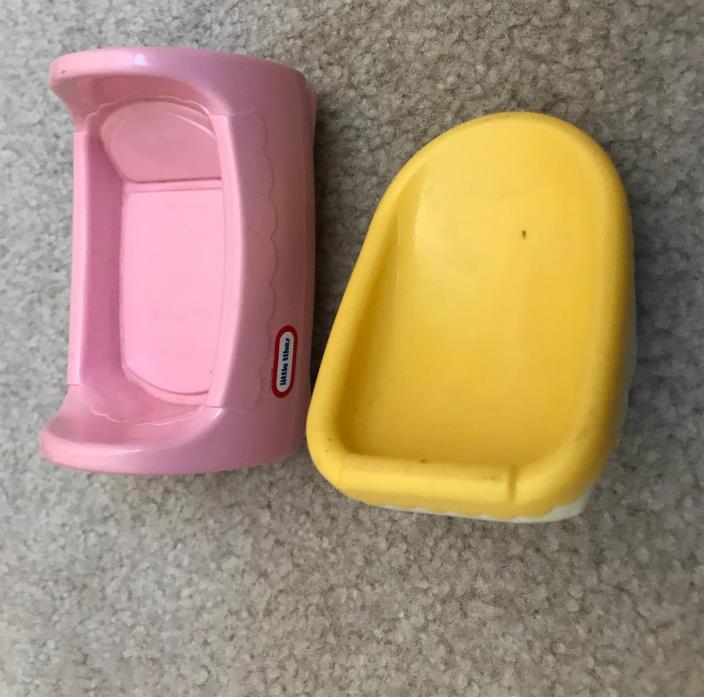 Little Tikes Vintage Dollhouse Yellow Infant Car seat Pink Cradle