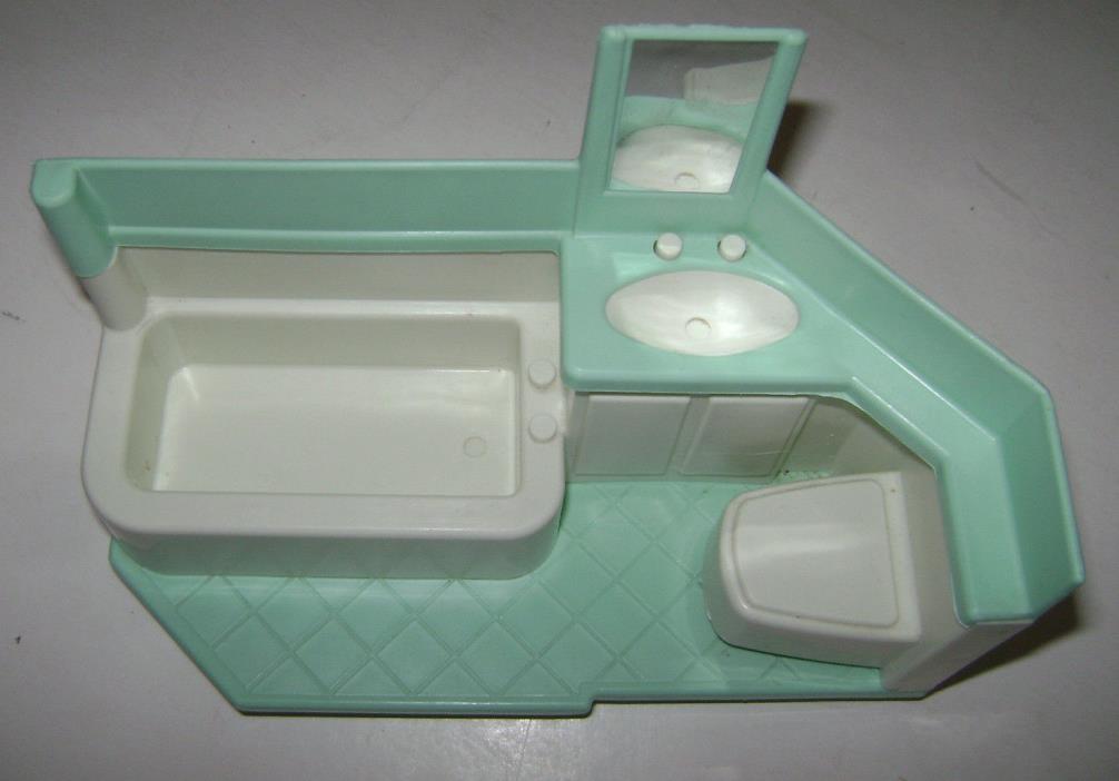 Little Tikes Blue Roof Dollhouse Size Replacement Bathroom Tub Sink Toilet RARE