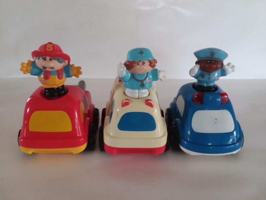 Little Tikes Working Emergency Vehicles Lot Fire Truck Police Car Ambulance RARE