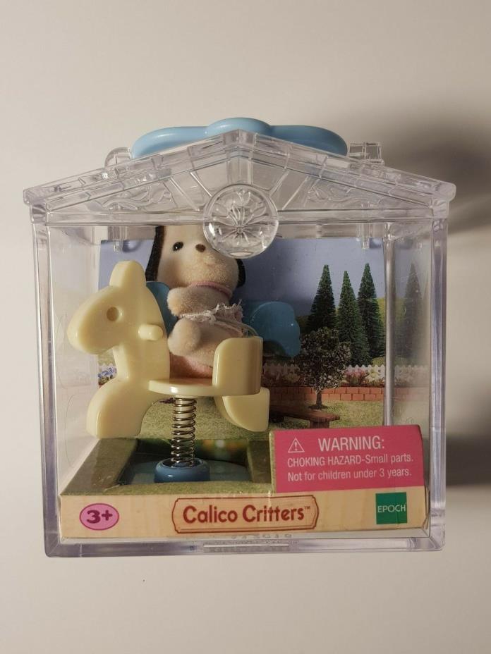 Calico Critters Mini Carry Case Beagle Puppy on a Spring Horse New In Case