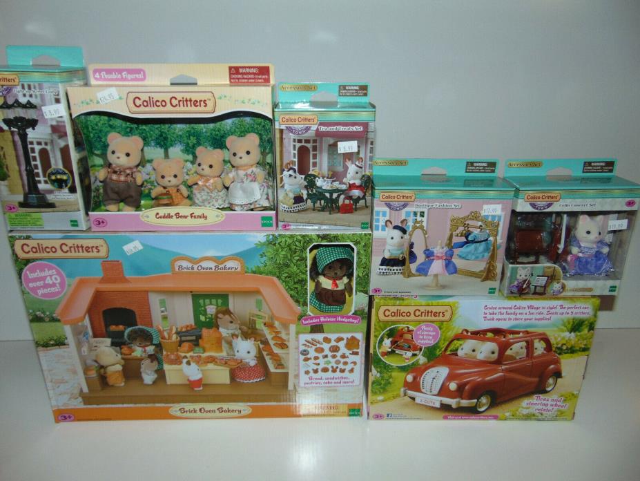 Calico Critters Bakery/Family/Cruiser/Light/Tea/Cello/Boutique HOUSE LOT * NEW *