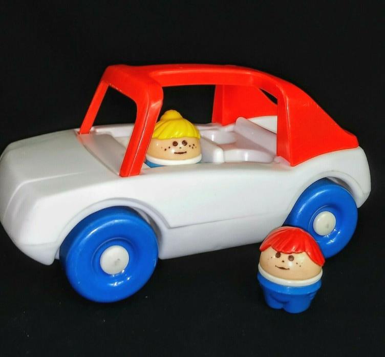 Vintage Little Tikes White & Red T-Top Family Car Tots Family 2 Little People