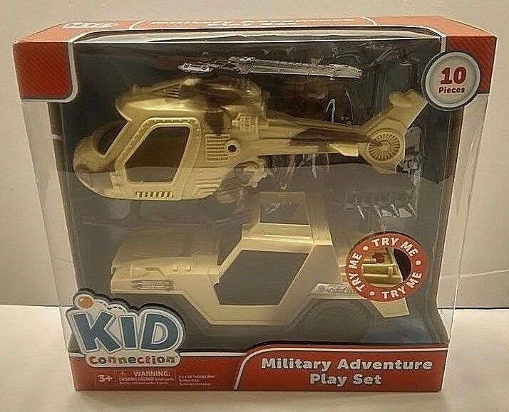 Kids Connection Military Adventure Play Set Jeep & Helicopter Light & Sound NIB