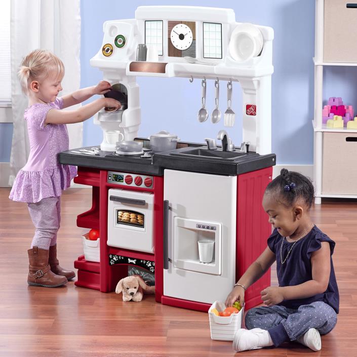 Mini cocina para niñas de 21 piezas con dos compartimientos de almacenamiento