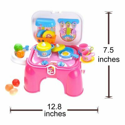 Electric Portable Kids Kitchen Cooking Set Toy Lights & So