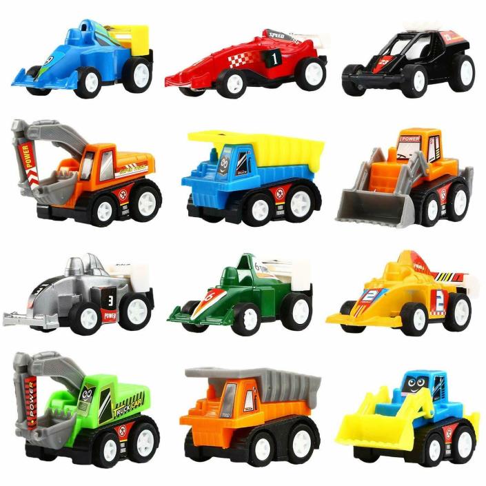 Yeonha Toys Pull Back Vehicles, 12 Pack Mini Assorted Construction Vehicles &
