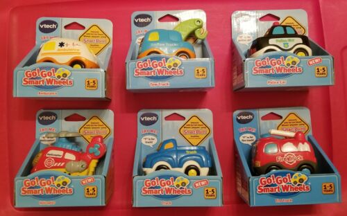 Vtech Go Go 6 Smart Wheels Lot Police, Tow , Ambulance, Fire Truck , Helicopter