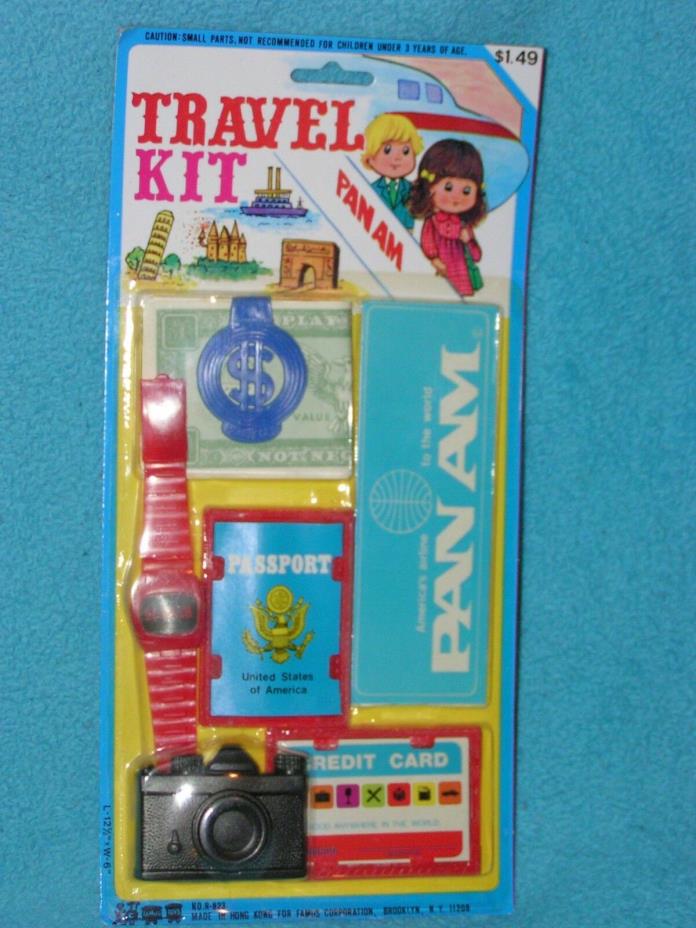 NOS 1960-70s Vintage PAN AM AIRLINE TRAVEL KIT Kids Toy Pack