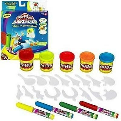 Play-Doh Creations Make and Color Creatures Reusable 16 parts, markers, PD cans+