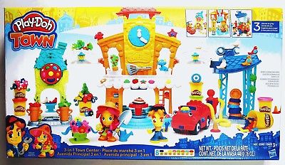 BIG Play-Doh City Town Center 3-in-1 Play Set NEW in Box Clocktower Cars etc