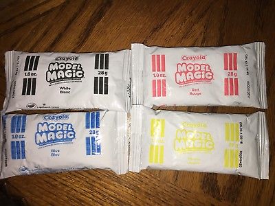 Lot of 4 Crayola Model Magic Soft Squishy Material White Yellow Blue Red
